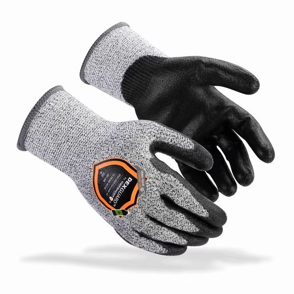 Cut Resistant Coated Gloves, A2 Cut Level, Gray/Black, L, Defender Safety, Mfr#: DXG-E01-208L
